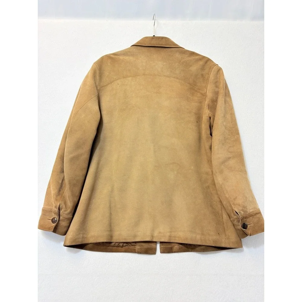 Vintage Akta Getskinn Swedish Suede Leather Chore Jacket Tan Brown Mens 54 L - Picture 5 of 6